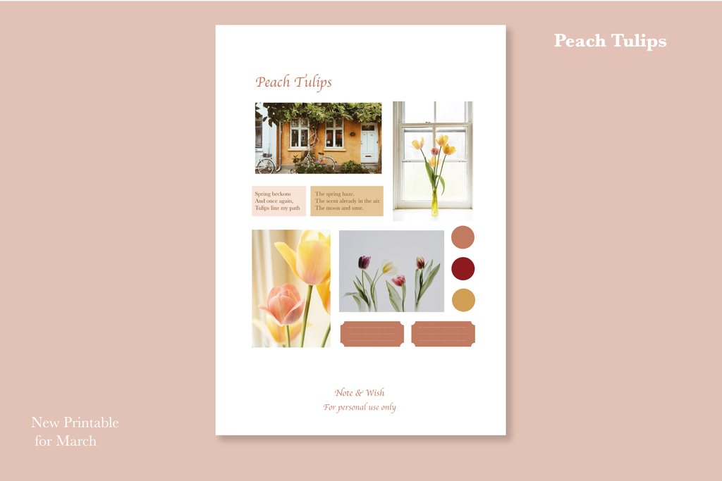 March Printable - Peach Tulips
