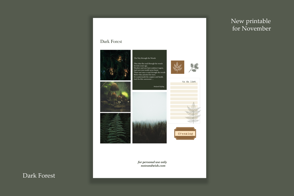 November Printable - Dark Forest