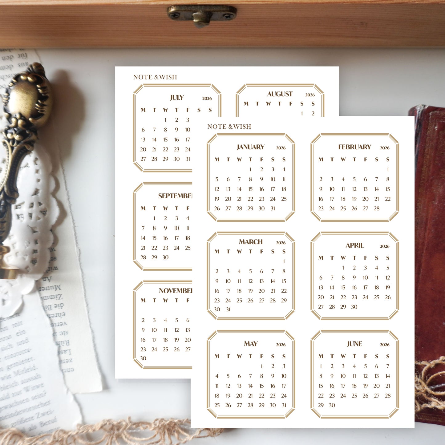 Monthly 2026 - Textured Paper Stickers