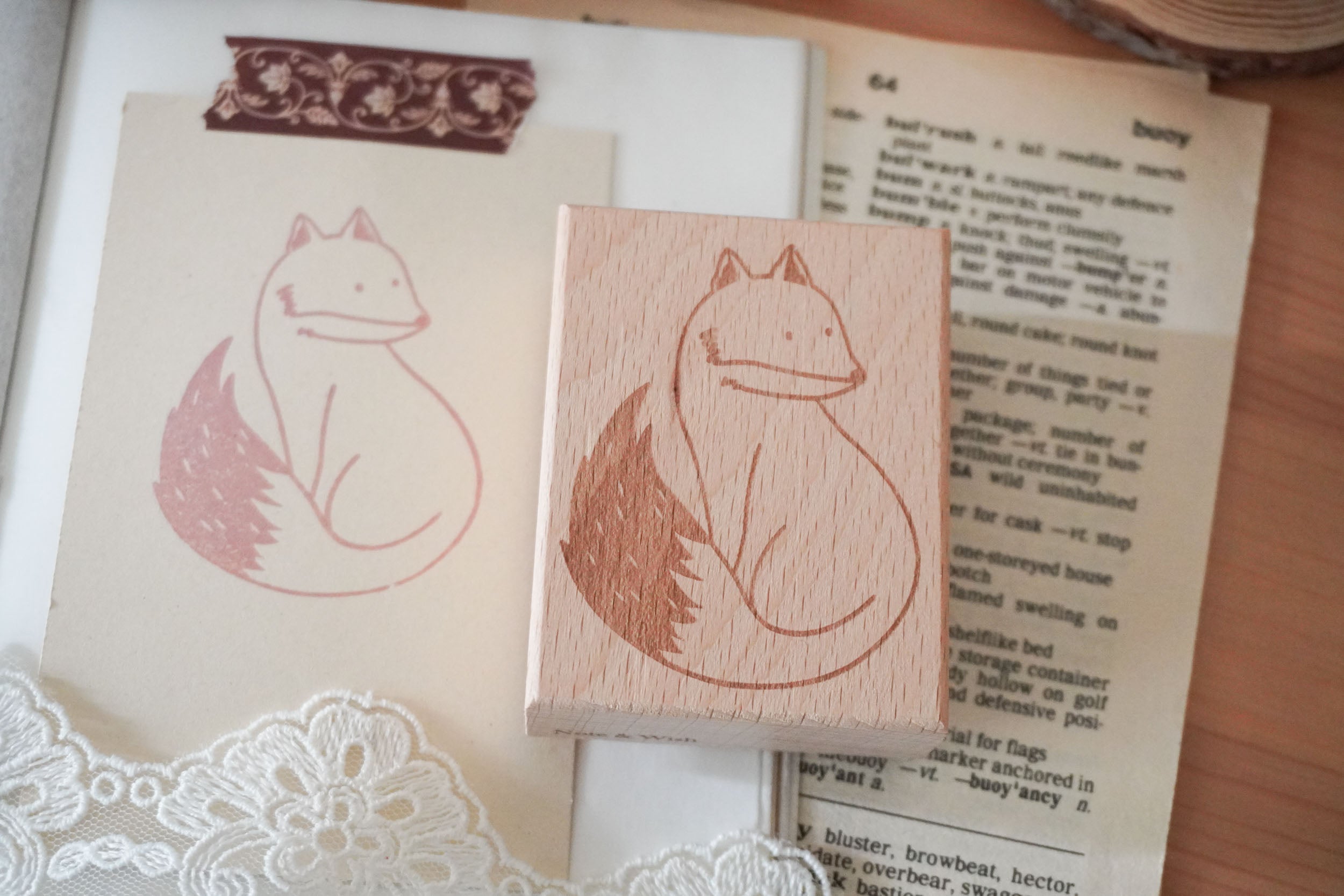 Fox Note Wish Rubber Stamp Note And Wish