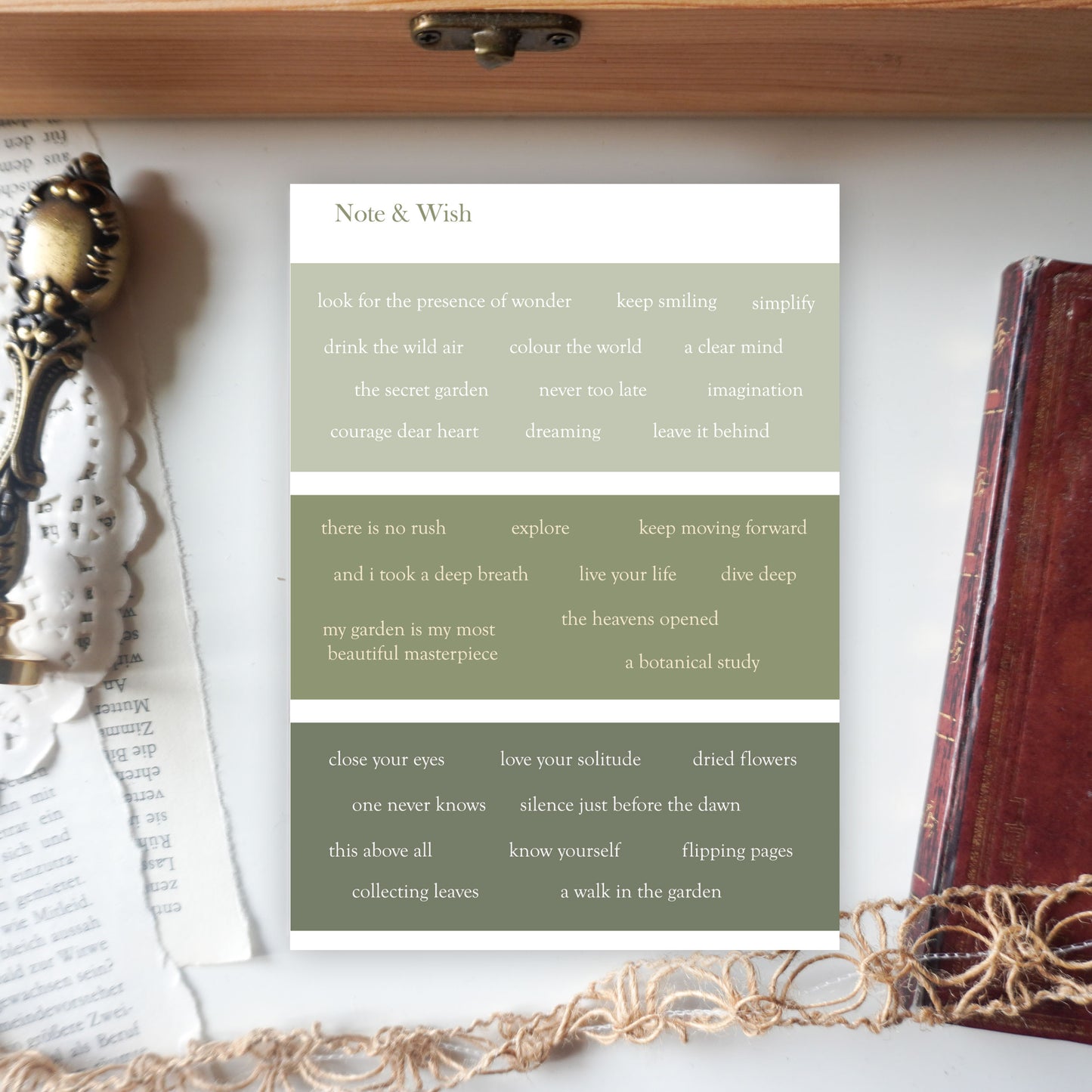 Quotes in Green - Washi Paper Stickers