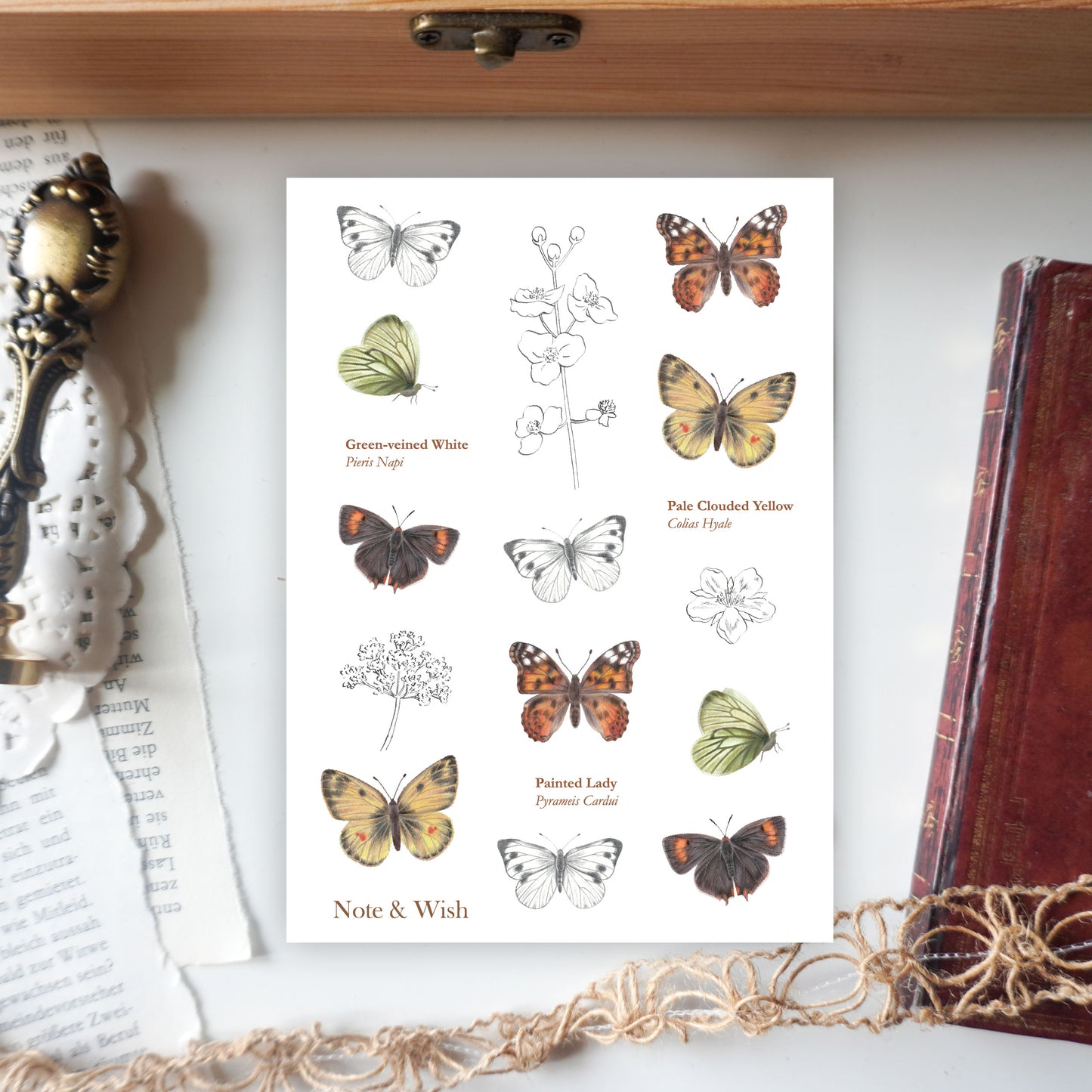 Butterfly & Flowers - Washi Paper Sticker Sheet