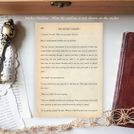 Secret Garden Washi Stickers - Book Quotes Washi Paper Stickers - A Secret