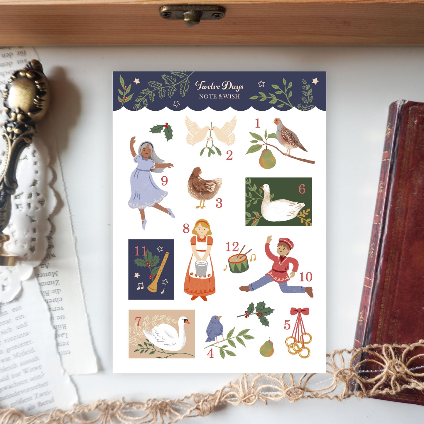 Twelve Days - Christmas Stickers - Washi Paper Stickers