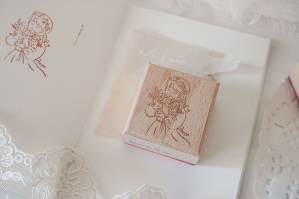 Flower Girl Rubber Stamp, Note & Wish Rubber Stamp