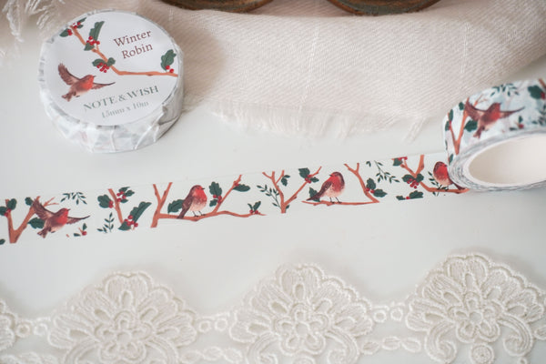 Winter Robin Washi Tape, Note & Wish Washi