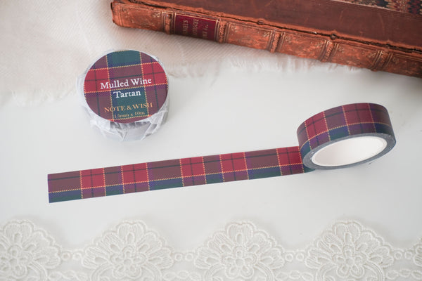 Mulled Wine Tartan Washi Tape, Note & Wish Washi