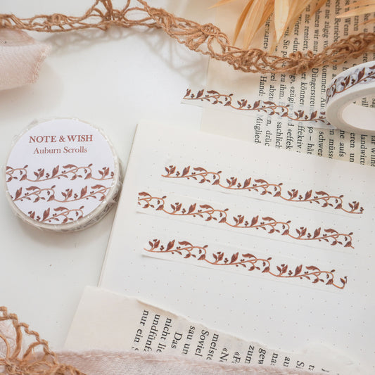 Auburn Scrolls Washi Tape, Autumn Leaves Washi Tape