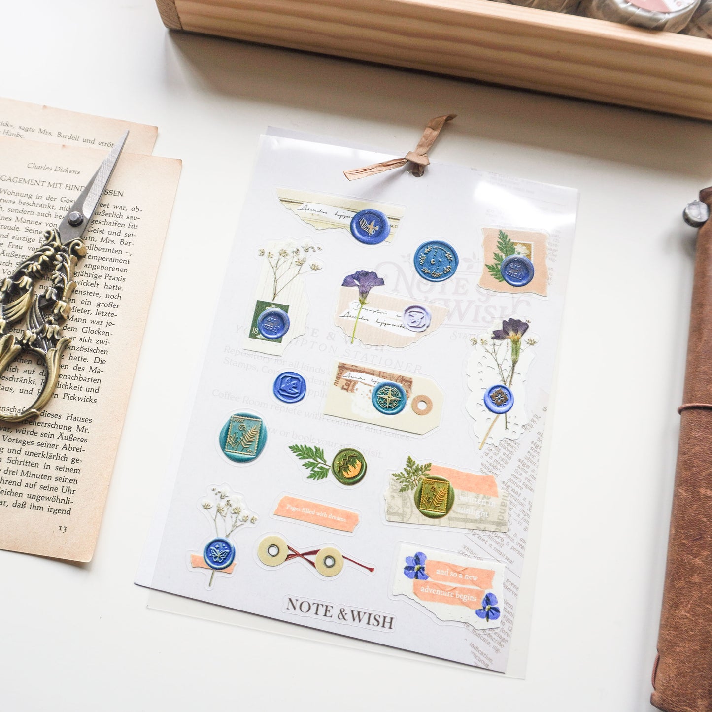 Blue Wax Seal Stickers - Vintage Letter PVC Sticker Sheet
