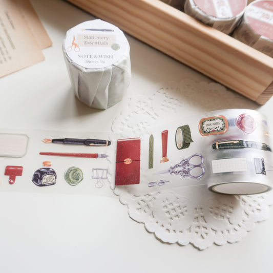 Stationery Essentials PET Tape - Vintage Stationery Pre-Cut Wide Washi Tape