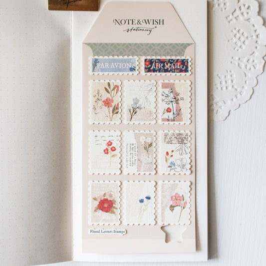 Floral Letters Stamp Stickers - Flower Stamp Stickers