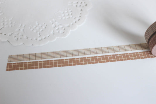 Parchment and Ash Mini Grid Washi Tape Set, Note & Wish Washi