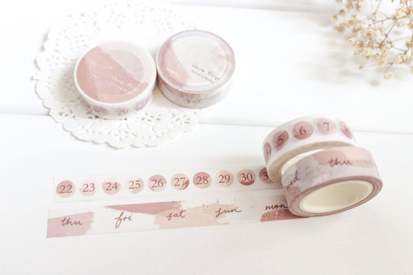 Beige Days & Numbers Washi Tape, Note and Wish Washi Tape - Note And Wish 
