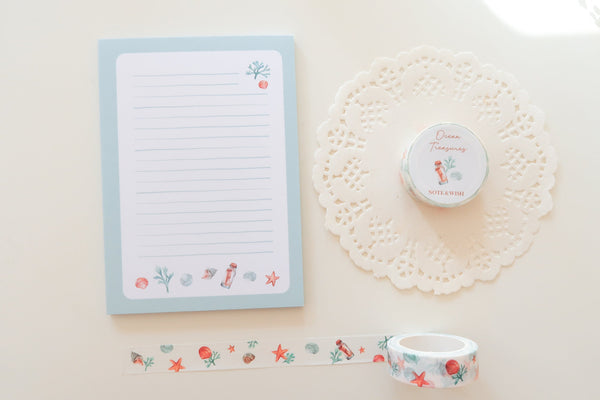 Ocean Treasures Memo Notes & Washi Set, A6 Notepad