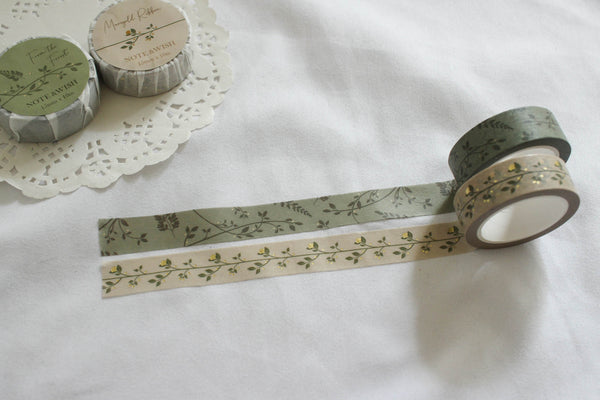 From the Forest and Marigold Ribbon Washi Tape Set, Note & Wish Washi