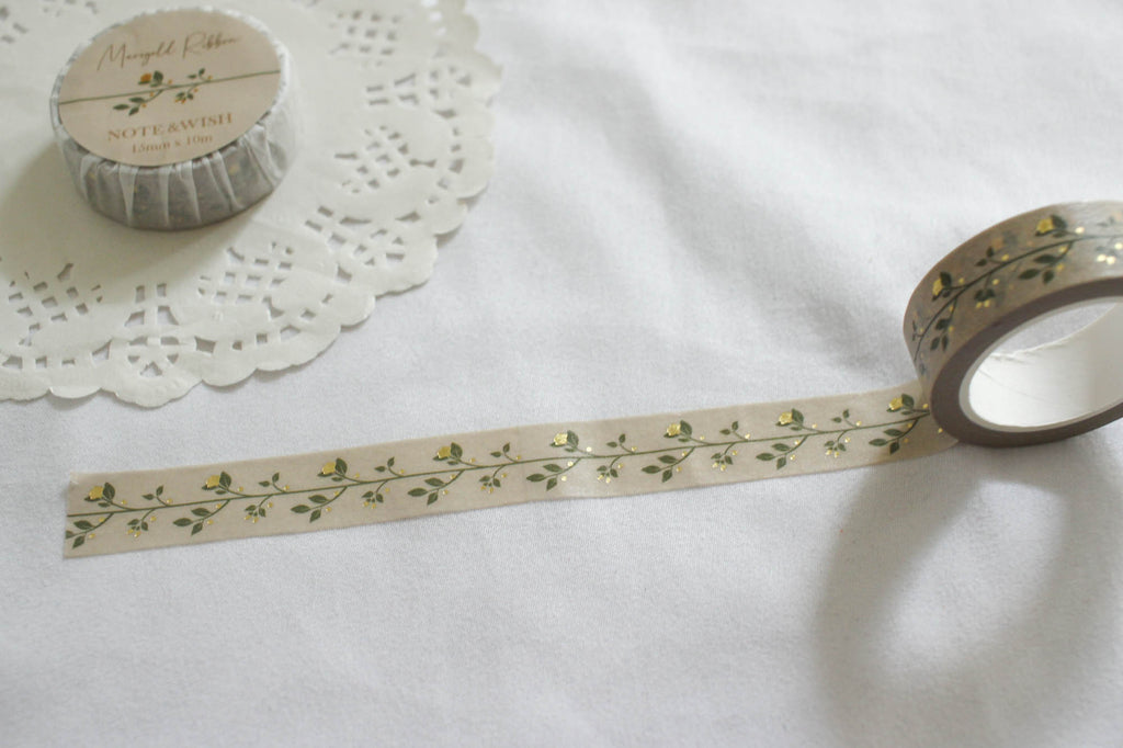 From the Forest and Marigold Ribbon Washi Tape Set, Note & Wish Washi