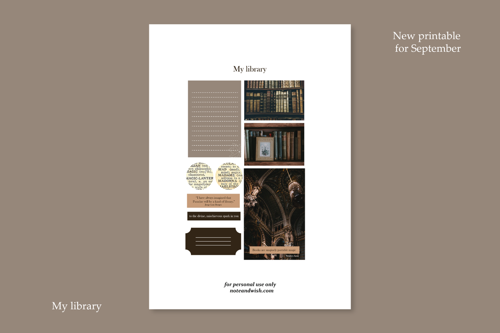 September Printable - Library Studies