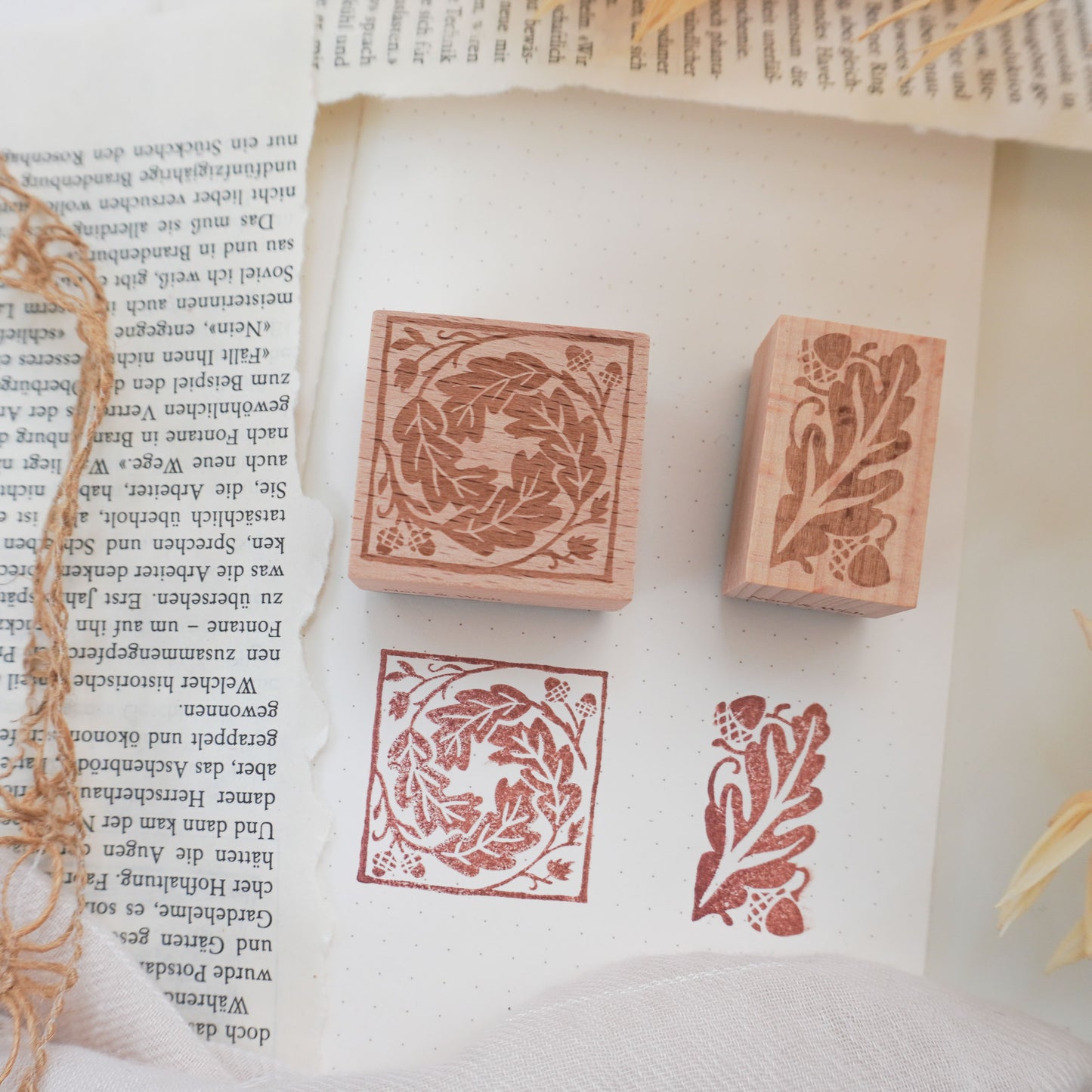 Acorn & Leaves Rubber Stamps - Autumn Stamps Collection