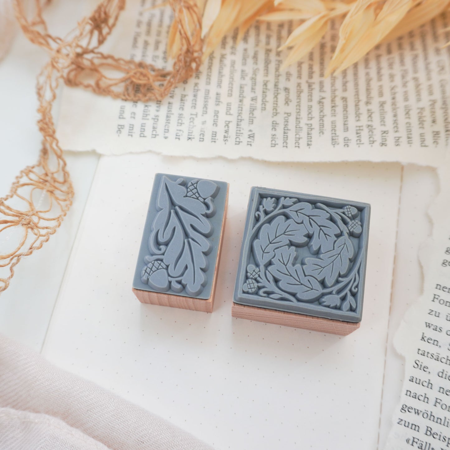 Acorn & Leaves Rubber Stamps - Autumn Stamps Collection