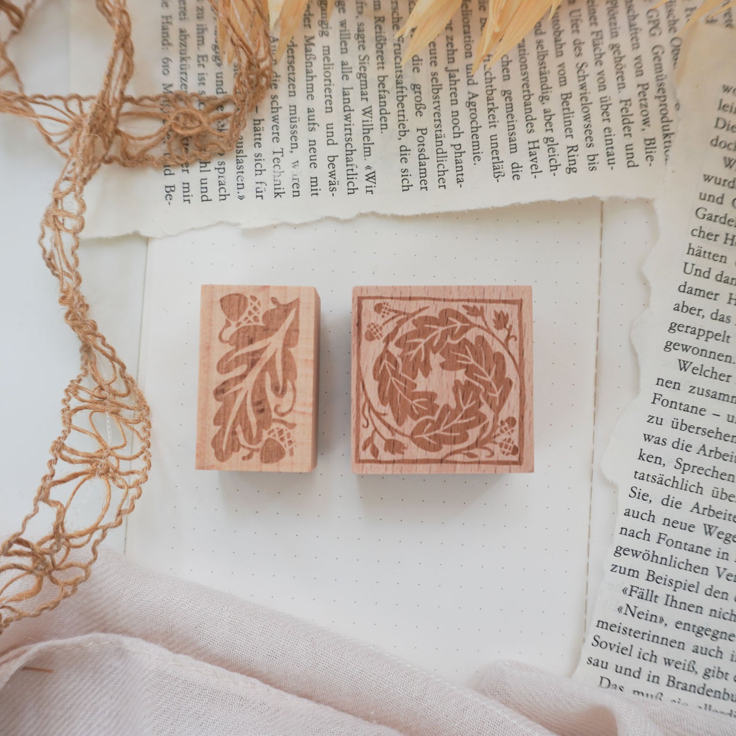 Acorn & Leaves Rubber Stamps - Autumn Stamps Collection