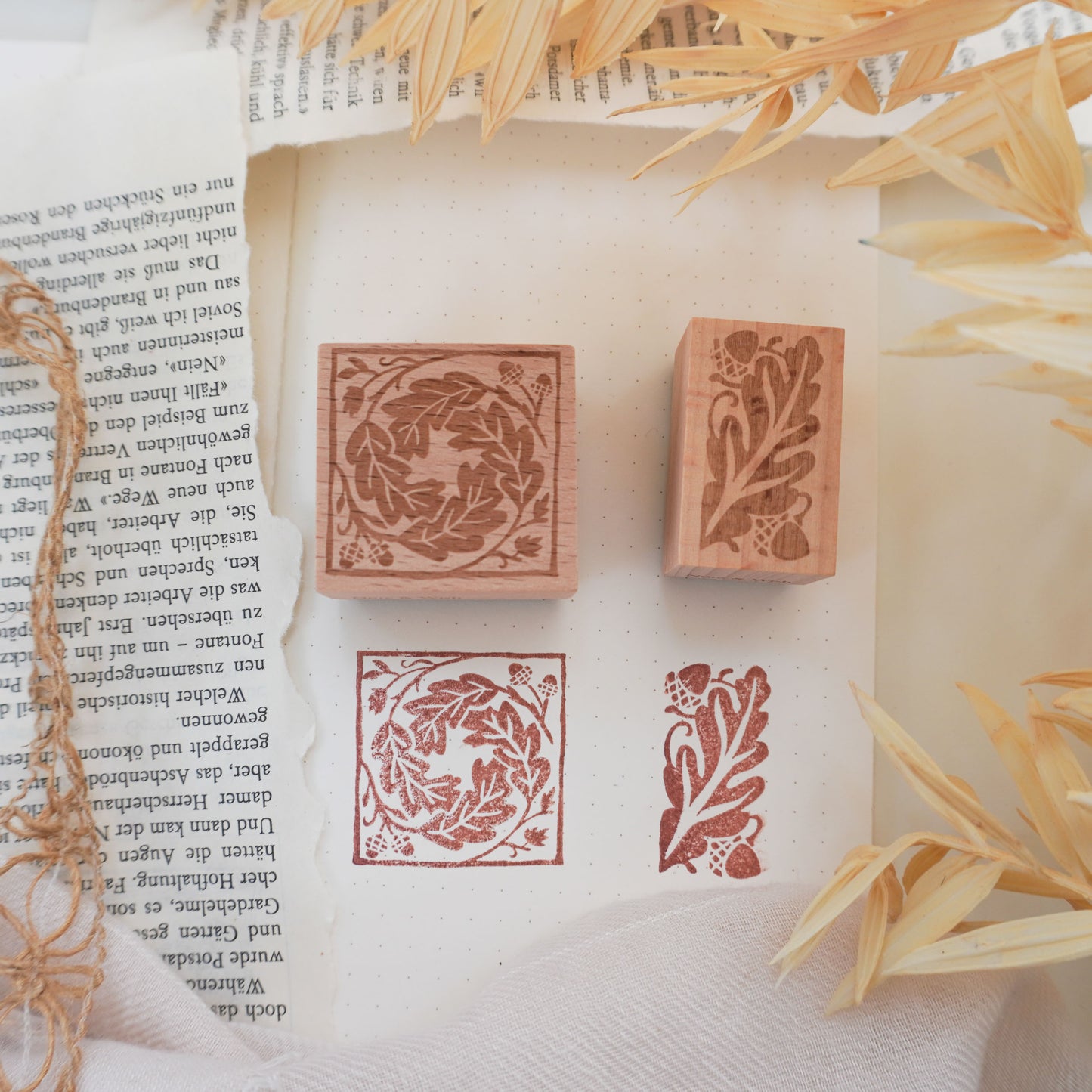 Acorn & Leaves Rubber Stamps - Autumn Stamps Collection