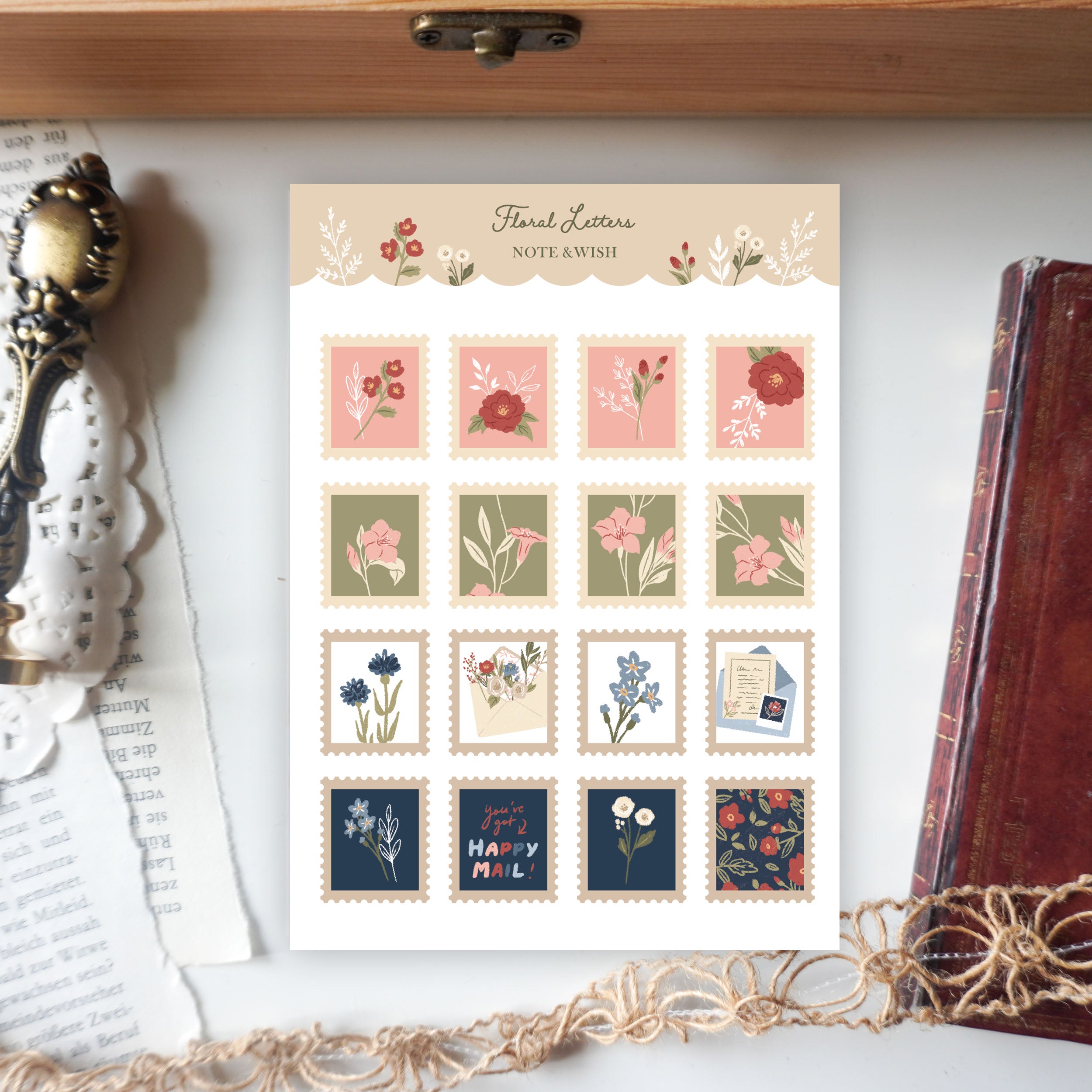 Floral Letters Stamps - Washi Paper Stickers – Note And Wish