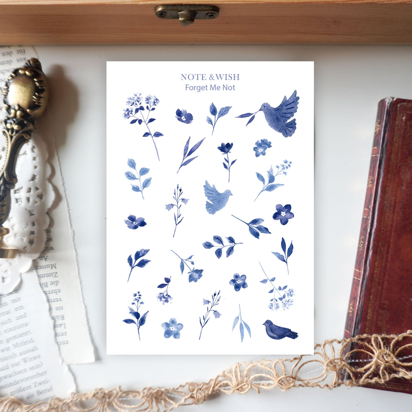 Forget Me Not Flowers- Washi Paper Stickers