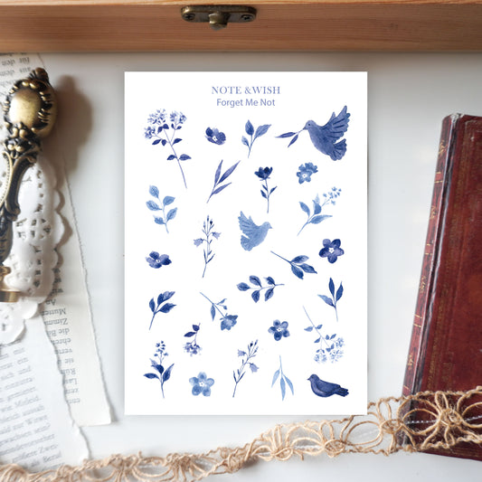 Forget Me Not Flowers- Washi Paper Stickers