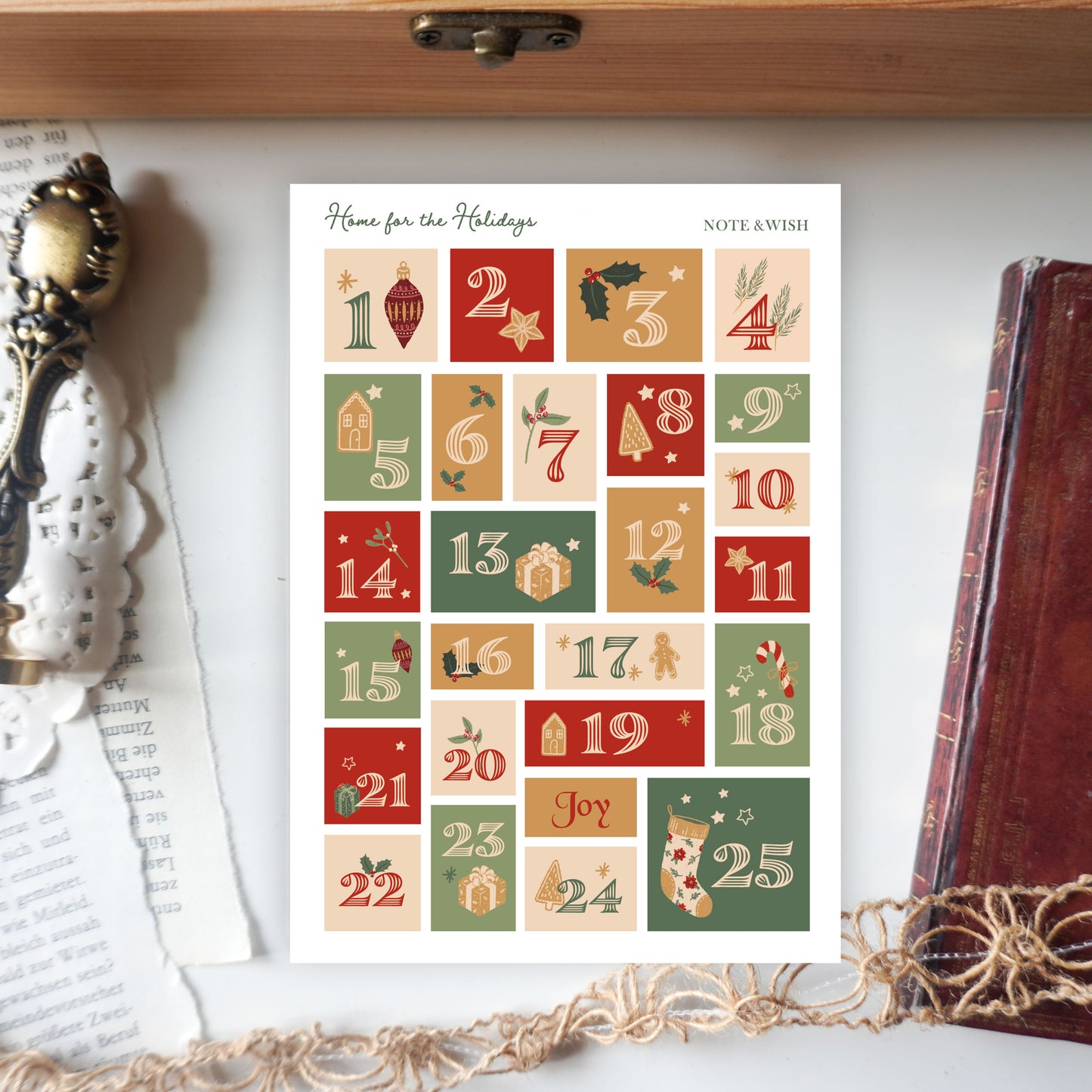 Home for the Holiday - Christmas Stickers - Textured Paper Stickers