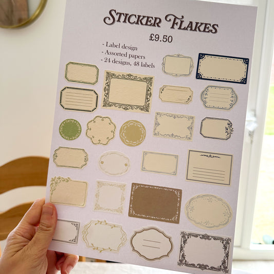 Mixed Paper Label Stickers  - 48 Labels