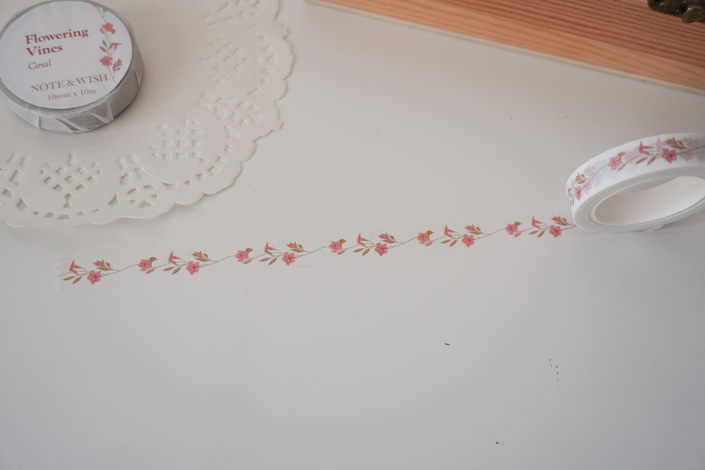 Flowering Vines - Bluebell & Coral Washi Tape Set, Note & Wish Washi