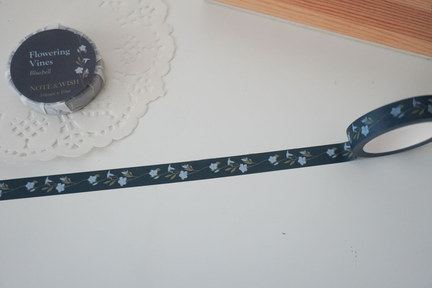 Flowering Vines - Bluebell & Coral Washi Tape Set, Note & Wish Washi