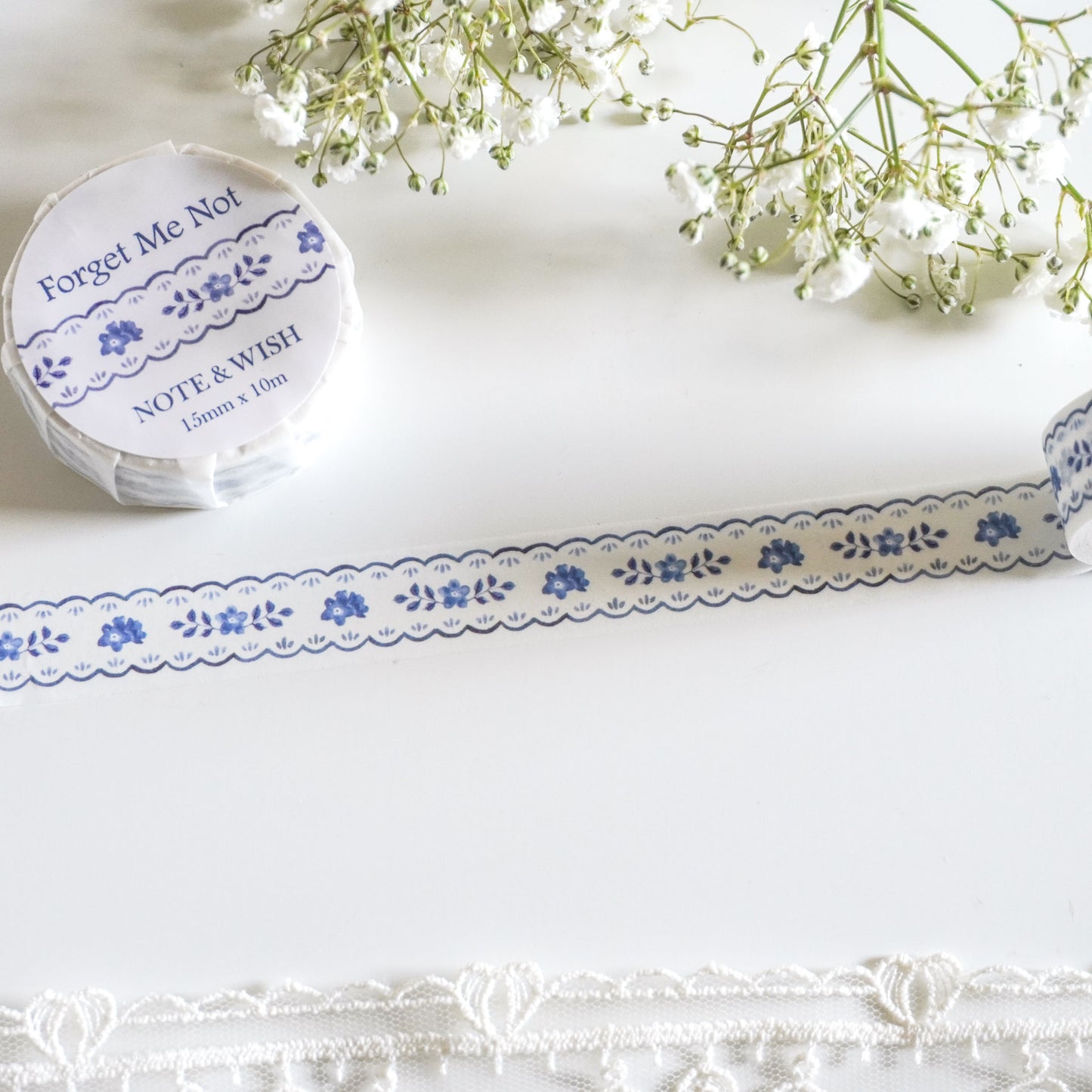 Forget-Me-Not Washi Tape - Floral Lace Washi Tape