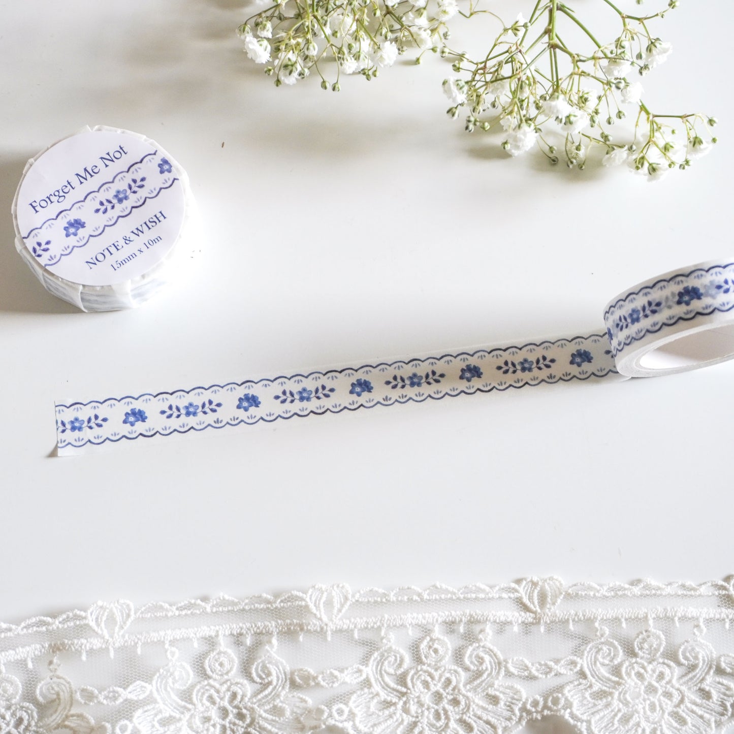 Forget-Me-Not Washi Tape - Floral Lace Washi Tape
