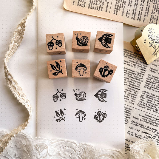 Forest & Mushrooms Rubber Stamps - Autumn Stamps Collection