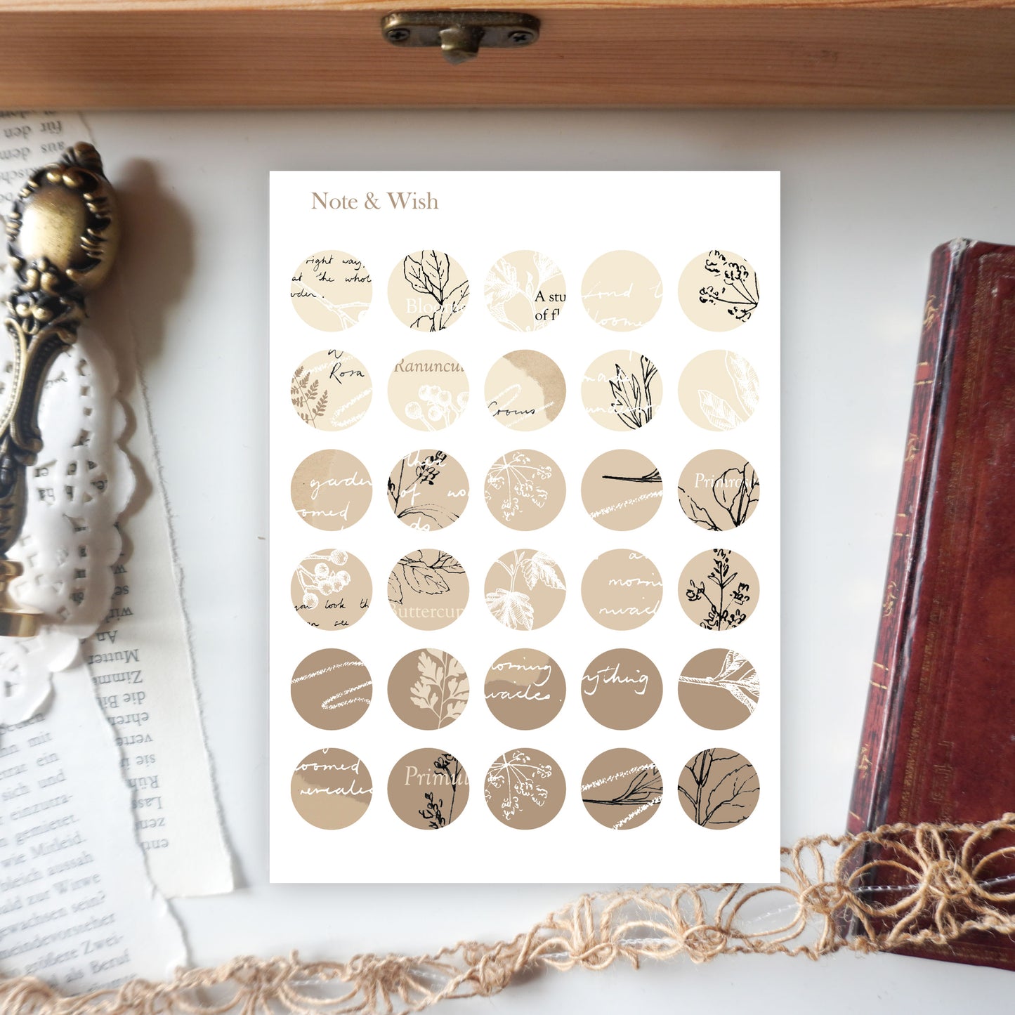 Circles in Beige - Washi Paper Stickers