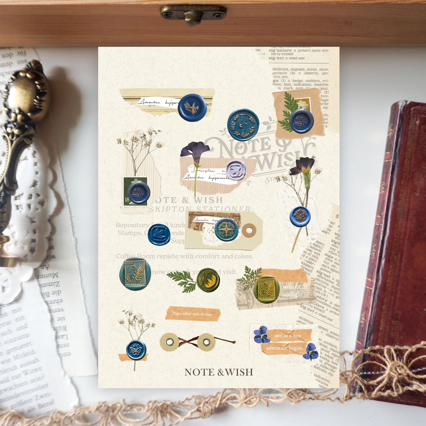 Blue Wax Seal Stickers - Vintage Letter PVC Sticker Sheet