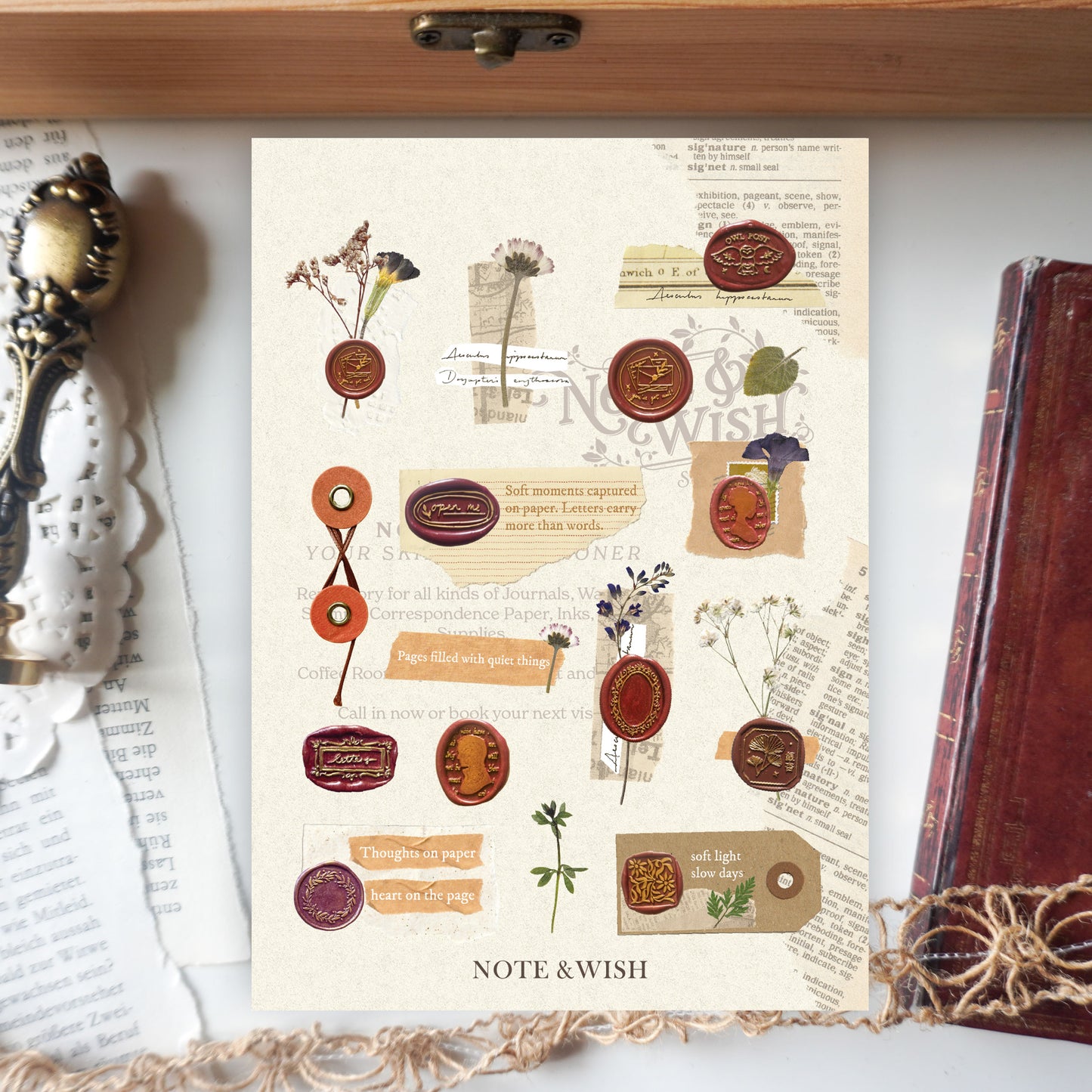 Red Wax Seal Stickers - Vintage Old Letter PVC Sticker Sheet
