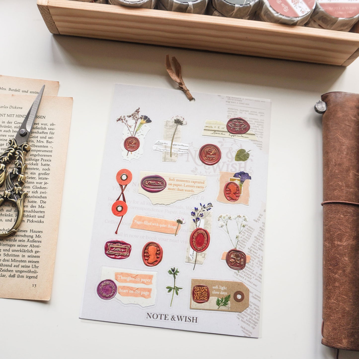 Red Wax Seal Stickers - Vintage Old Letter PVC Sticker Sheet