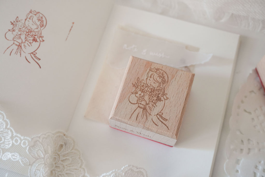 Flower Girl Rubber Stamp, Note & Wish Rubber Stamp