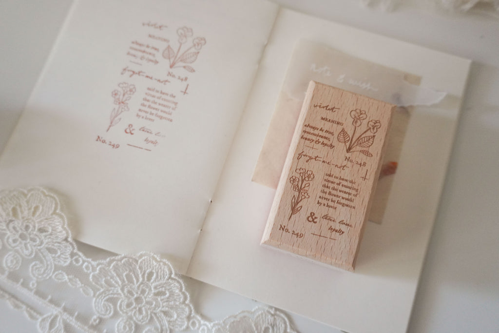 Violet & Forget-Me-Not Rubber Stamp, Note & Wish Rubber Stamp