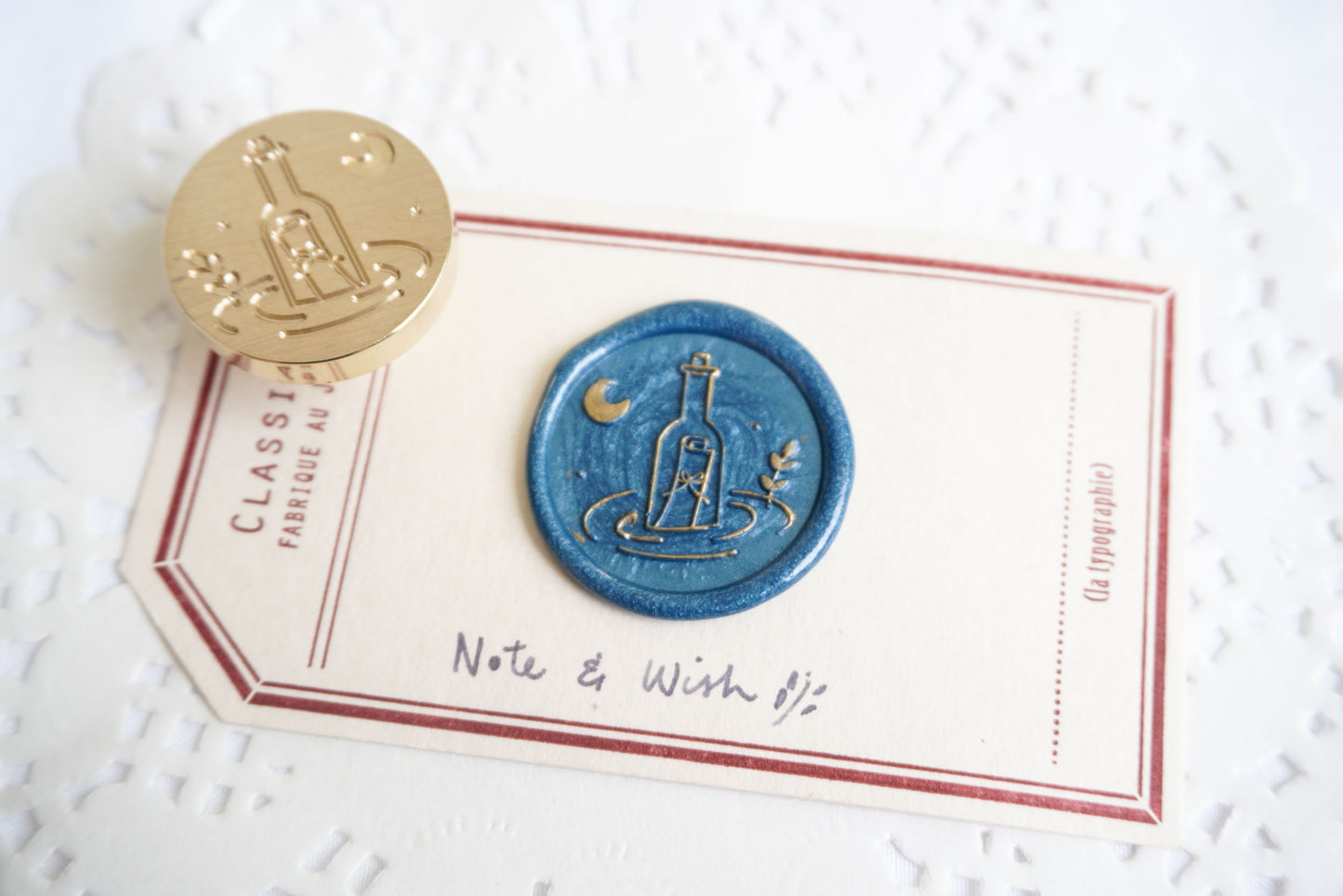 A Letter in a Bottle Wax Seal Stamp, Note & Wish Original Seal Stamp
