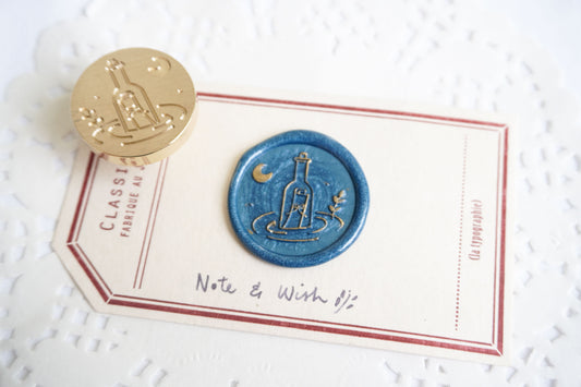 A Letter in a Bottle Wax Seal Stamp, Note & Wish Original Seal Stamp