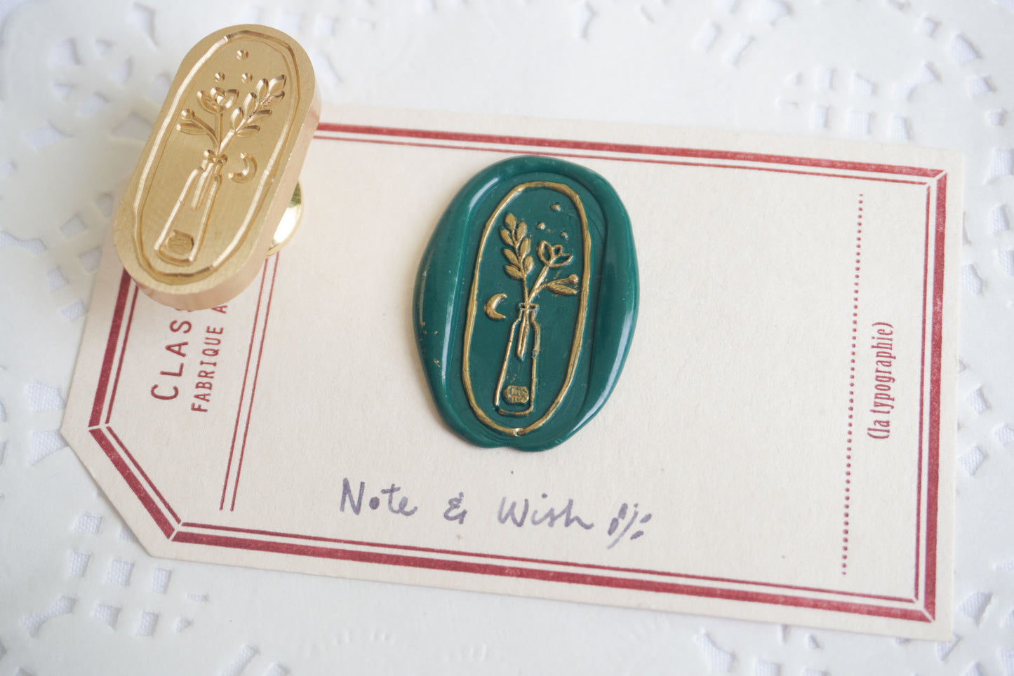 Flower in a Vase Wax Seal Stamp, Note & Wish Original Seal Stamp