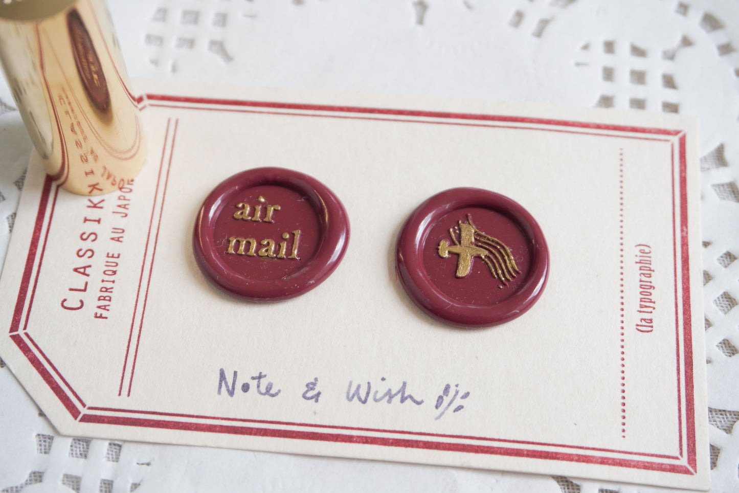 Airmail -  2 designs on 1 stamp - Mini Wax Stamp