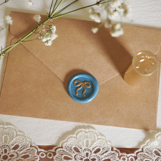 Ribbon Flower -  2 designs on 1 stamp - Mini Wax Stamp