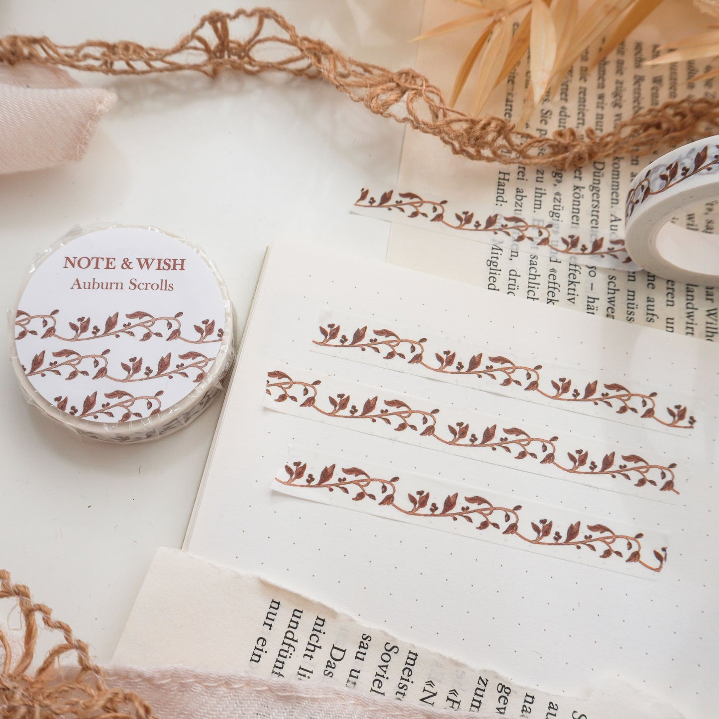 Auburn Scrolls Washi Tape, Autumn Leaves Washi Tape