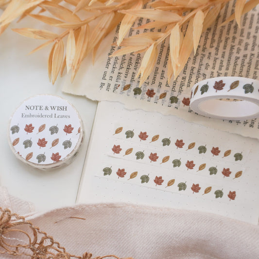 Embroidered Leaves, Autumn Washi Tape