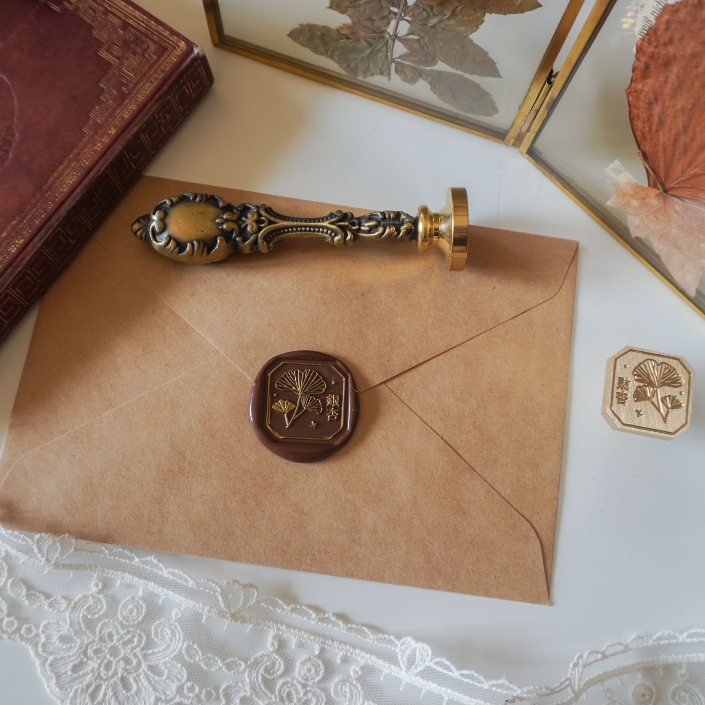 Gingko Wax Seal Stamp, Note & Wish Seal Stamp