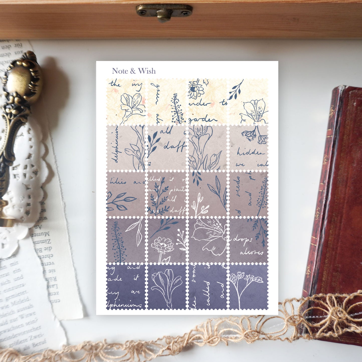 Floral Postage Stamps in Purple - Washi Paper Stickers